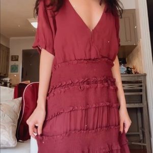 NWT Karlie Herringstones Boutique Solid Smock Dress in Burgundy